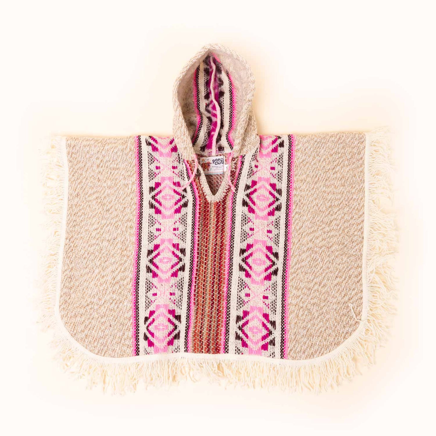 Sheep Wool Poncho - Rosa